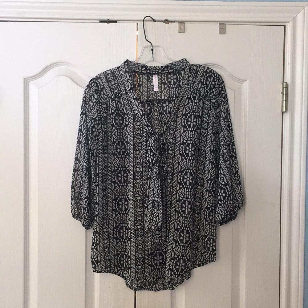 Black print blouse